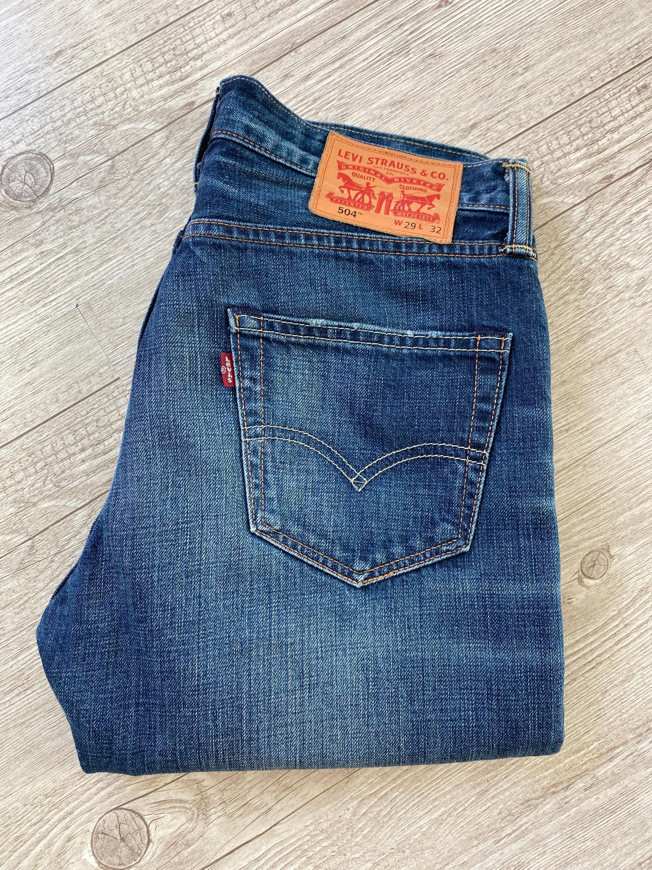 Vintage Levis 504 Jeans Men W29 L32 Faded Dark Blue Denim Jeans