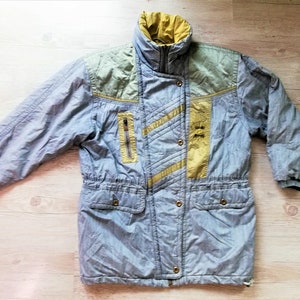 Vintage 80s LUHTA Parka Jacket Color Block Zip Up Ski Jacket Owersized Winter Parka Women Size Small Made in Finland Vintage Clothing Women