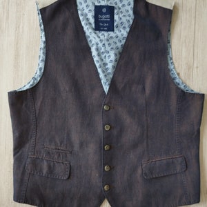 Vintage pak vest heren pak vest donker mouwloos klassiek vest maat groot Bugatti slim casual formeel vest