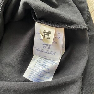 Vestido corto de cuello alto negro FILA, manga larga, estilo deportivo tipo túnica con cinta con logo, estilo streetwear athleisure de los 90 / Talla M imagen 12