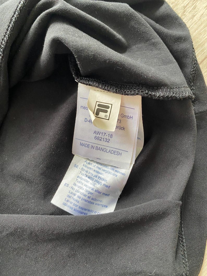 Vestido corto de cuello alto negro FILA, manga larga, estilo deportivo tipo túnica con cinta con logo, estilo streetwear athleisure de los 90 / Talla M imagen 12