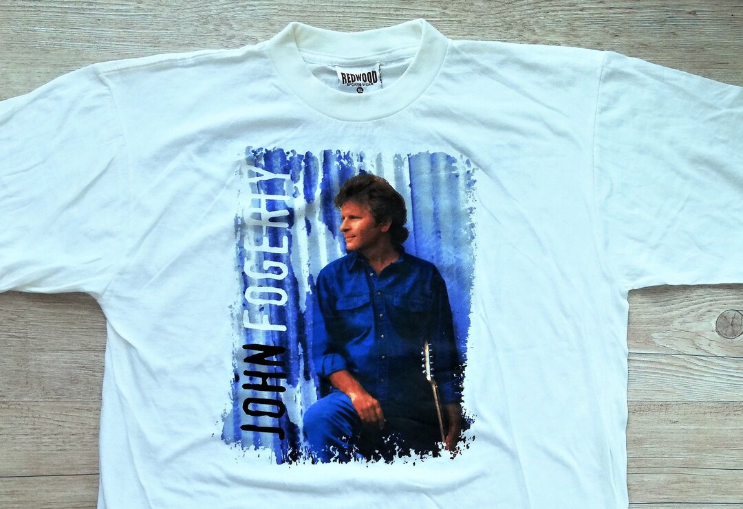Vintage Music Band T Shirt John Fogerty White T Shirt Blue Etsy