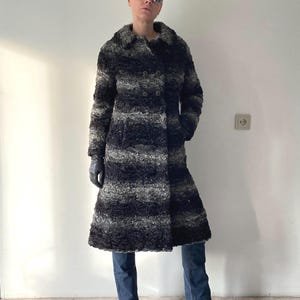 Vintage Persian curly lamb coat Black Grey Striped Persian Lamb Coat 60s Karakul Fur Coat Curly Lamb Fur Size Small Vintage clothing