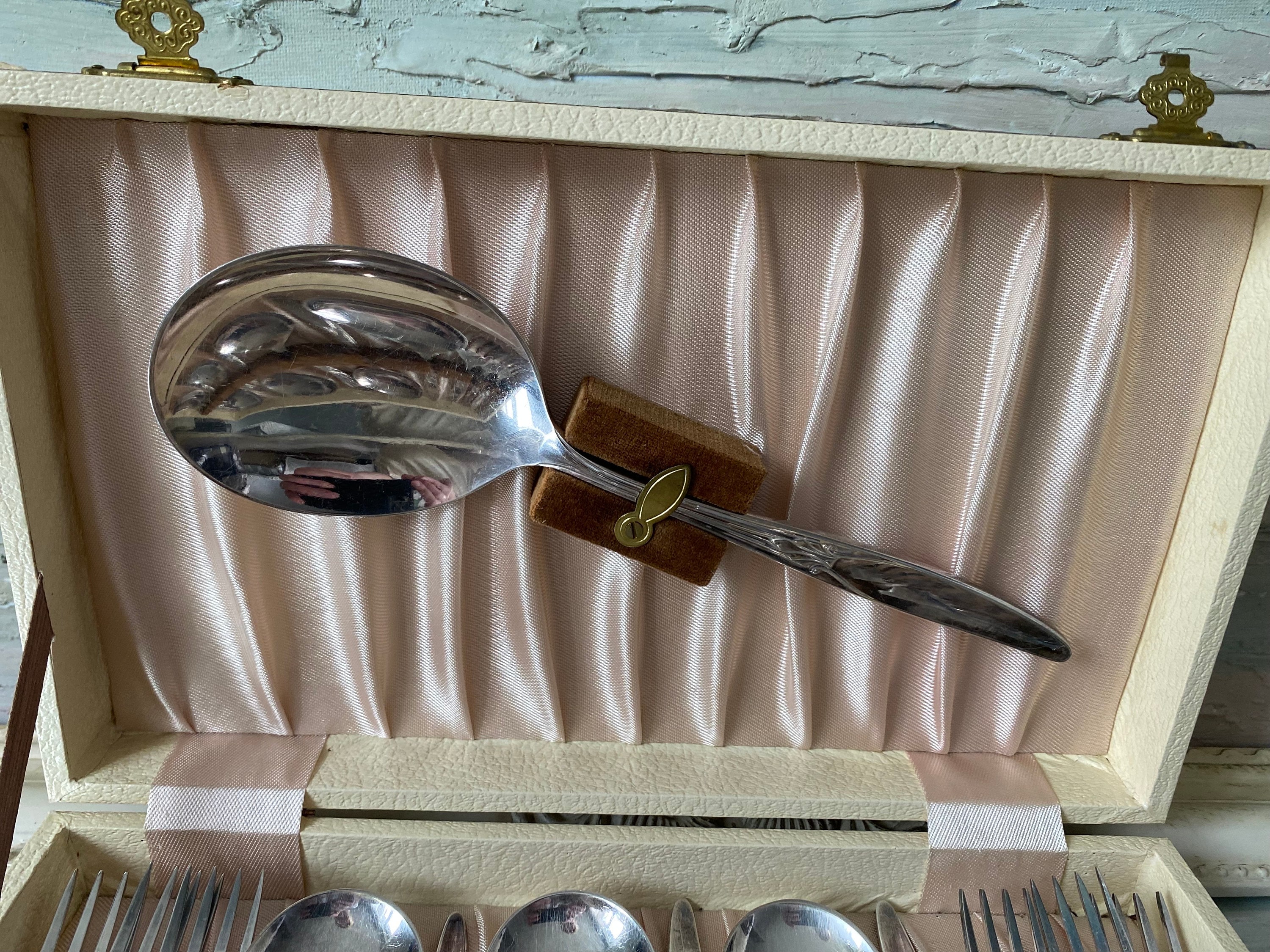 Set 10 Posate Da Frutta In Acciaio Inox - 5 Cucchiai Pala E 5 Forchette Vintage - Foto 9