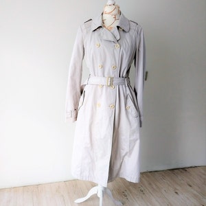 Vintage 90s Pale Gray Belted Trench Coat - Size Large