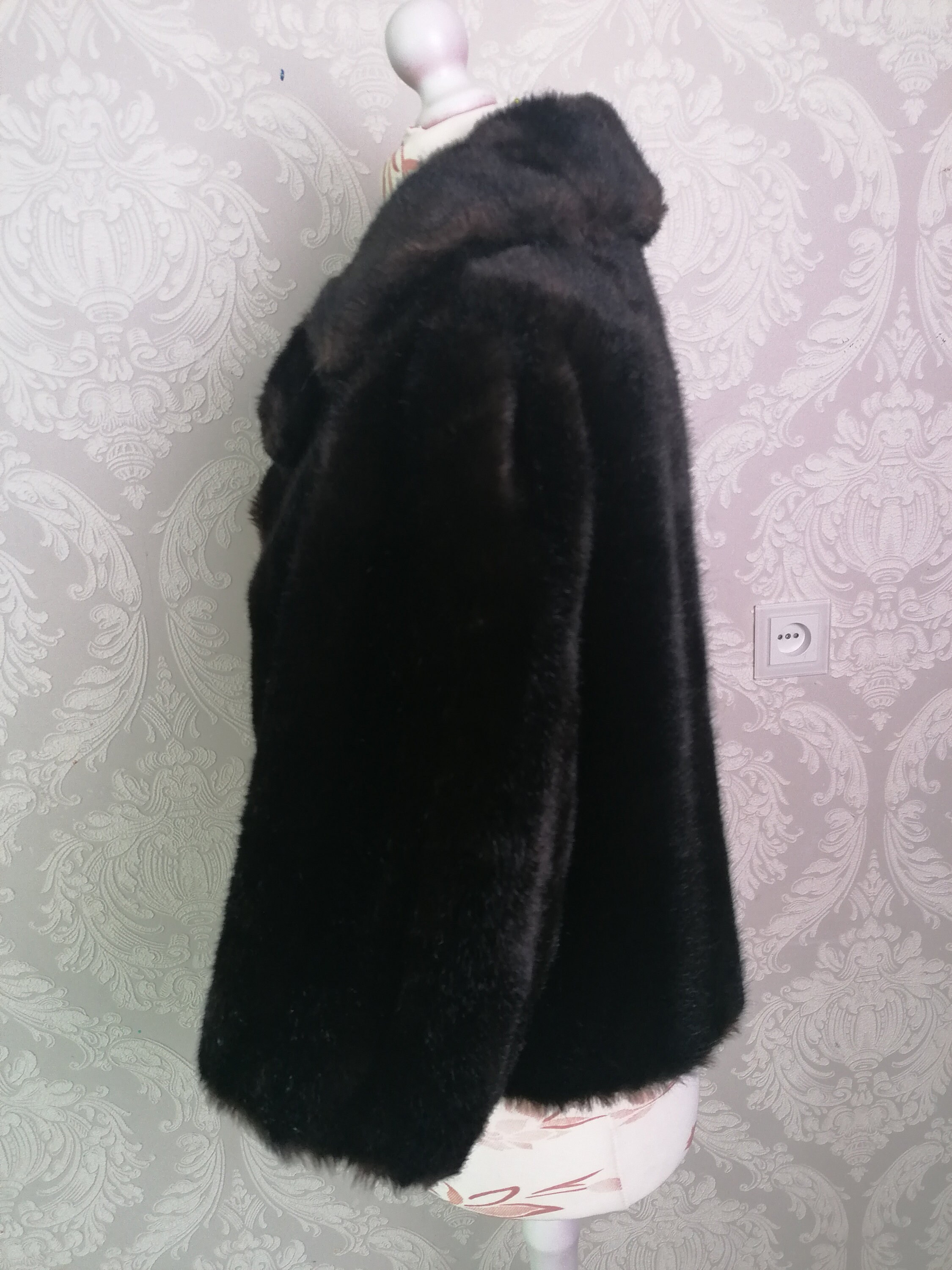 Vintage Foux Fur Coat Women / Cropeed Glossy Dark Brown Fur | Etsy