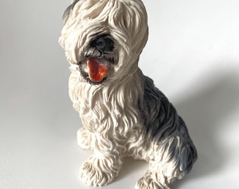 Vintage miniature dog figurine Hand-Painted Bobtail / Old English Sheepdog Figurine Made In Italy