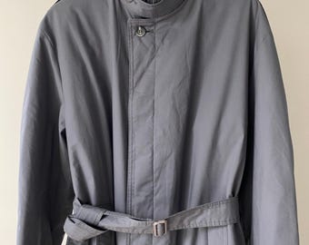 Vintage Grey Trench Coat: Lightweight Belted Spring Raincoat