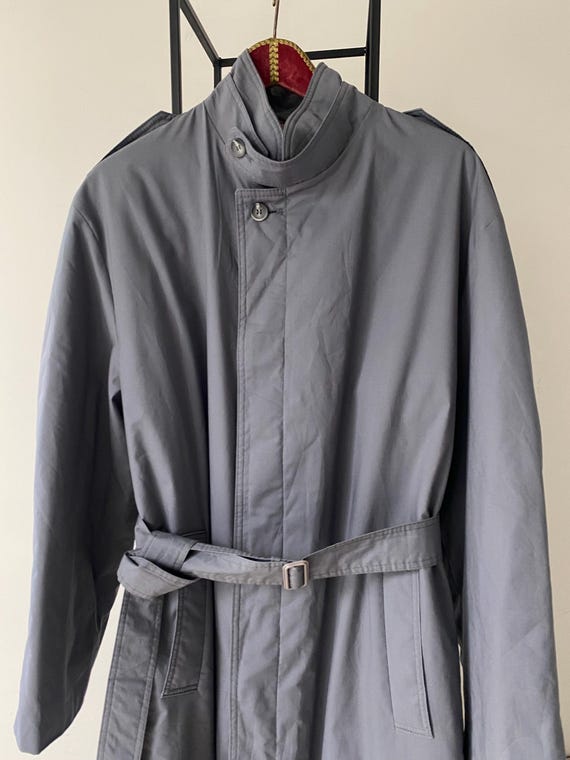 Vintage Grey Trench Coat: Lightweight Belted Spring Raincoat