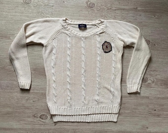 Hand Knit Cable Cricket Sweater: Unisex V-neck Acrylic Top - Etsy