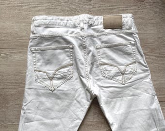 Vaqueros blancos vintage para hombre, estilo años 2000 - Talla W31 L32