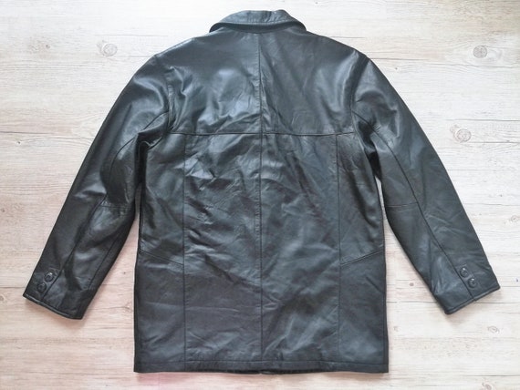 Vintage Leather Jacket Coat Men Black Classic Lea… - image 8