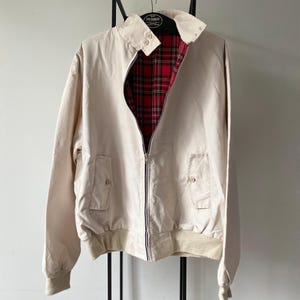 Vintage Light Beige Workwear Bomber Jacket Men Size L - XL Work Cotton Lightweigt Jacket Vintage Clothing Men 70s Made in England