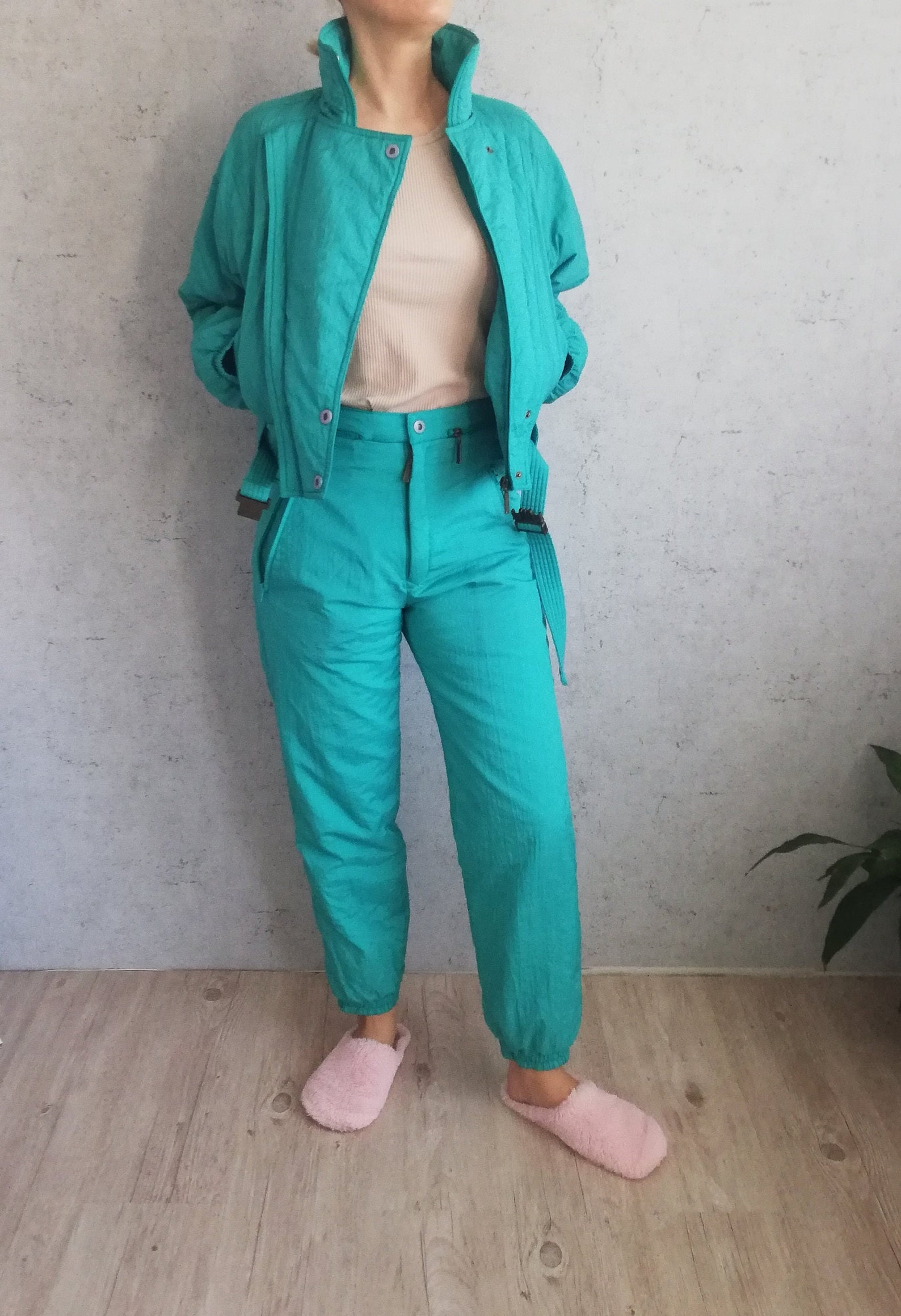 Vintage Ski Jumpsuit Women Mint Green 2 Piece Ski Suit Jacket Etsy
