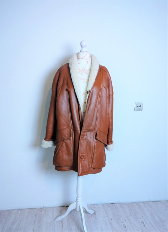 Signify Brown Faux Leather Vintage Jacket (M)