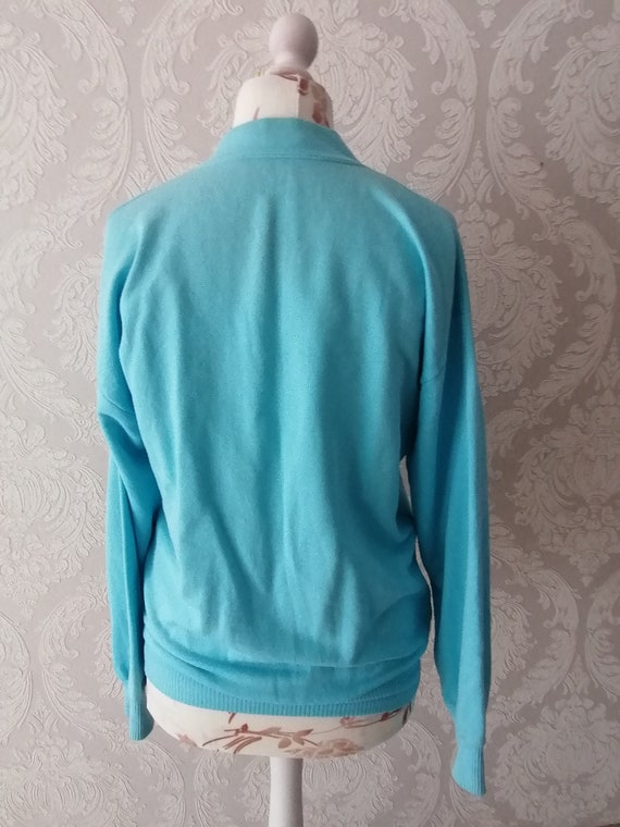 Vintage Sky Blue Cotton Sweatshirt Cardigan Size … - image 3