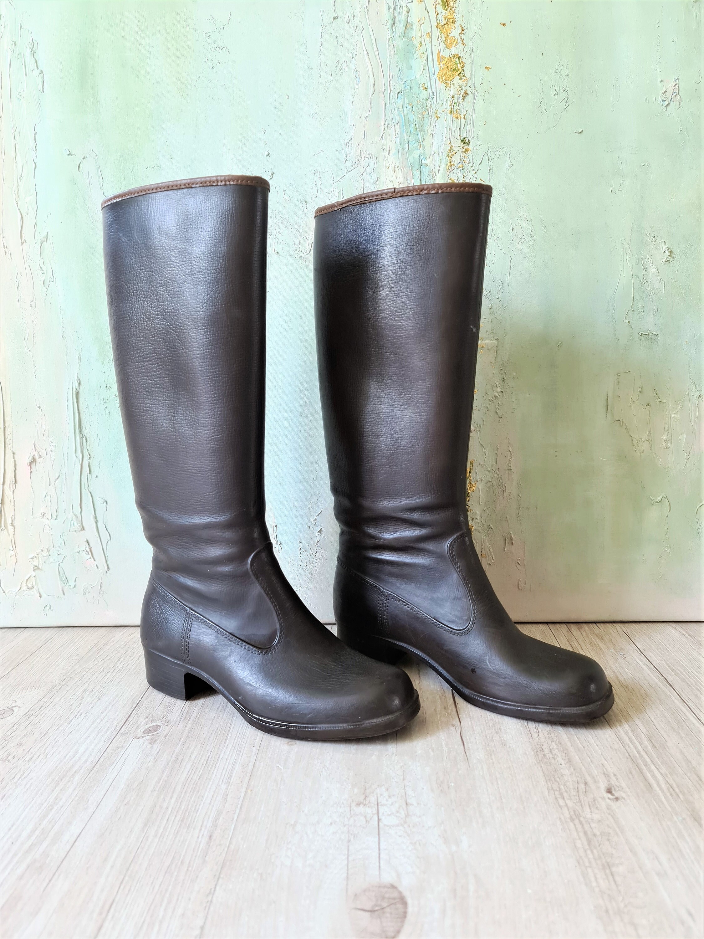 Tretorn Boots Womens Tall Brown Waterproof Rain Boots Size EU - Etsy