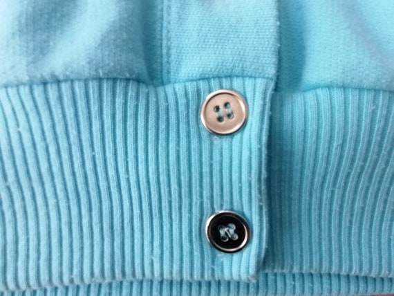 Vintage Sky Blue Cotton Sweatshirt Cardigan Size … - image 7