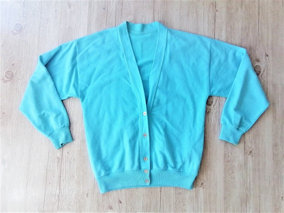 Vintage Sky Blue Cotton Sweatshirt Cardigan Size Small Women | Etsy