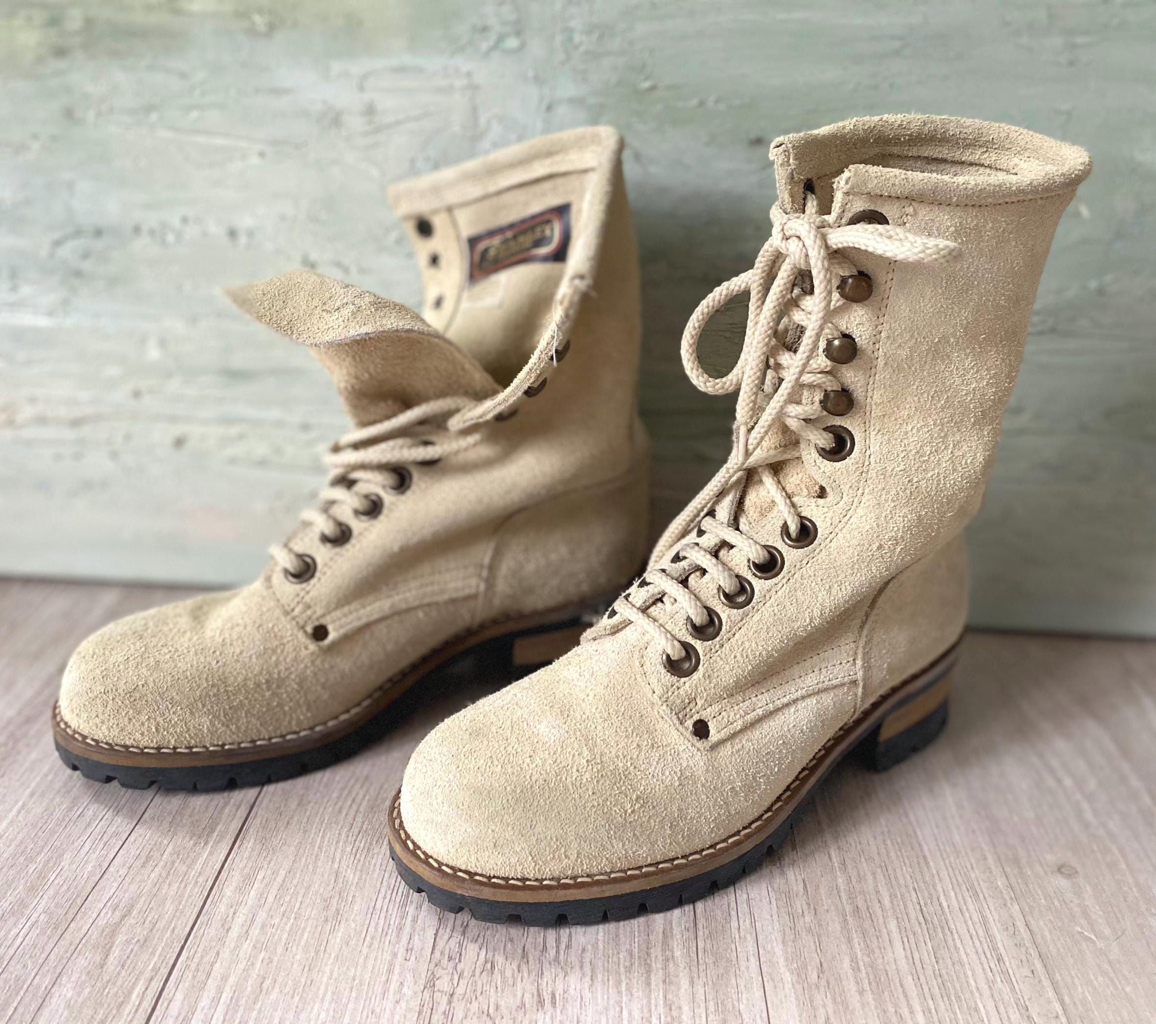 靴 Vintage Military Suede Combat Boots Vintage Suede Combat Boots - Etsy