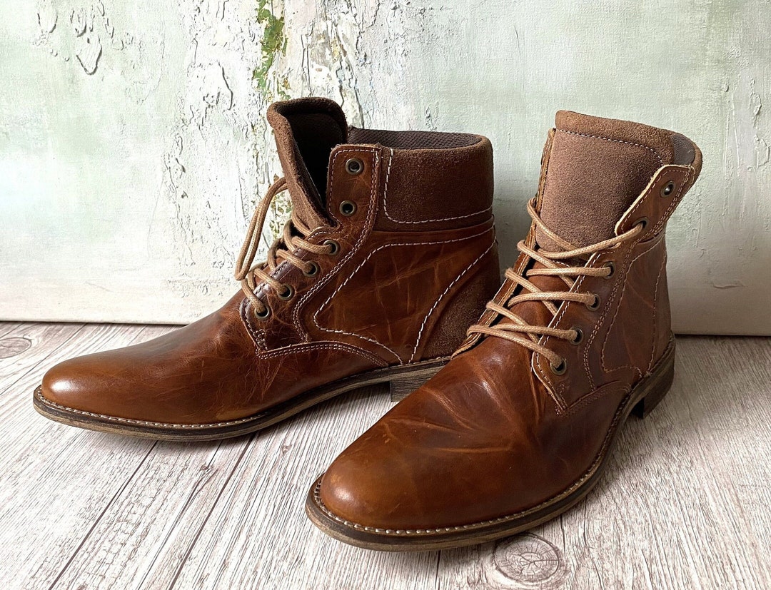 genuine leather lace up boots