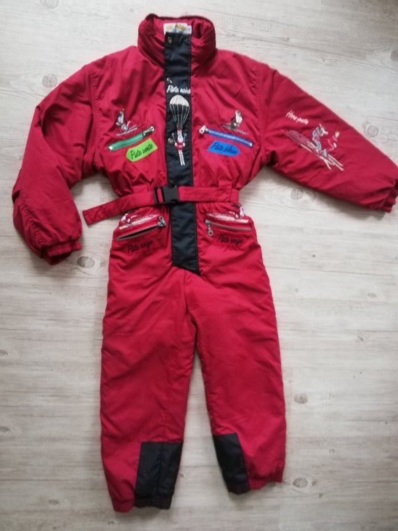 Vintage 1993 Tex Avery Droopy Ski Suit Junior Burgund… Gem