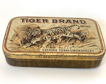 Tiger Brand Tobacco Tin Box: Svenska Tobaksmonopolet Collectible Storage (12cm)