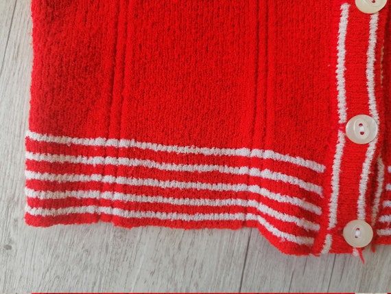 Vintage 70s Red Knit Cardigan Top 