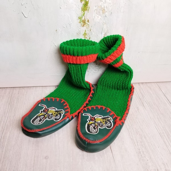 Vintage Green Slipper Socks Boots for Juniors Honda Knitted Slippers Moccasins House Slippers Shoes Size 36 EU / 3 UK / 4 US