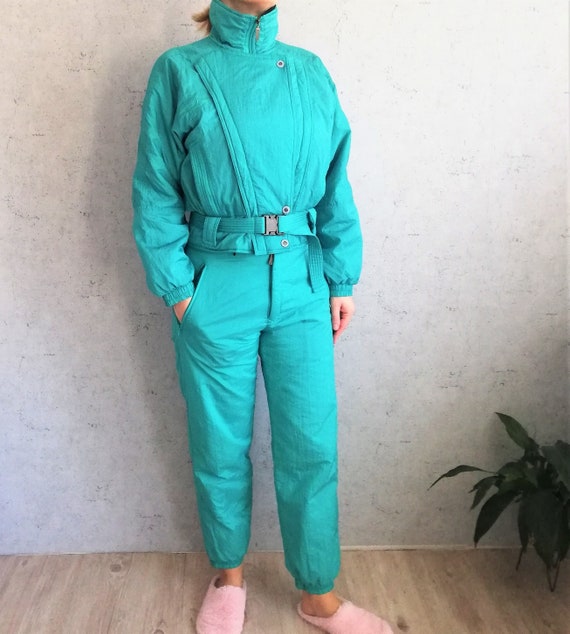 Vintage Ski Jumpsuit Women Mint Green 2 