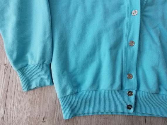 Vintage Sky Blue Cotton Sweatshirt Cardigan Size … - image 6