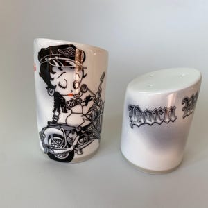 Vintage Betty Boop Salt and Pepper Shakers: Motorcycle Collectible