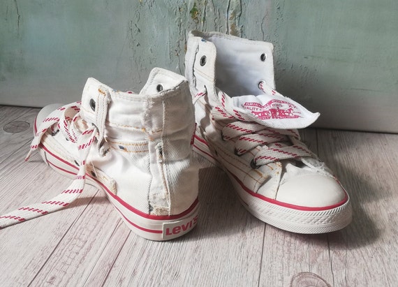 Vintage Levis Sneakers High Top Levis Sneakers Wh… - image 2