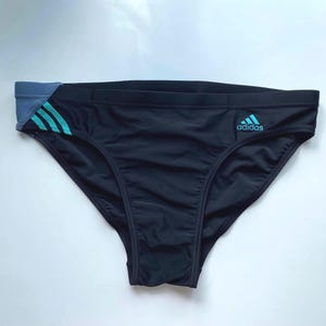 Vintage Adidas Swim Briefs: Black Retro Swim Trunks, Size L