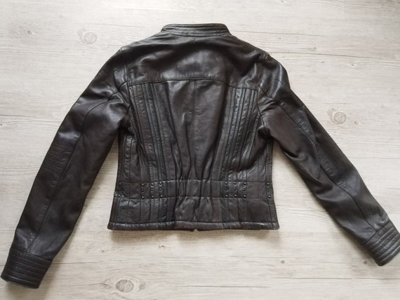 Dark Brown Leather Jacket Women 90s Shabby Style … - image 4