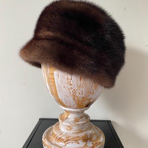 Vintage Mink Fur Hat Brown Fur Hat Warm Winter Hat Brown Fur Hat Size Medium Vintage accessories