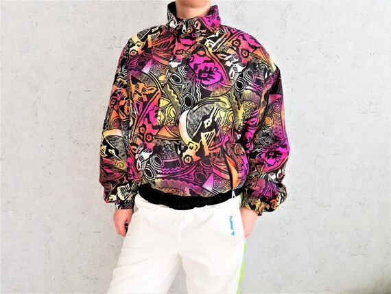 Vintage 80s Ski Anorak Sueter Ski Snowboard Puffer Anorak Crazy Pattern Chaqueta Track Half Zip sueter Tamano Mediano Hecho en Italia Etsy Mexico