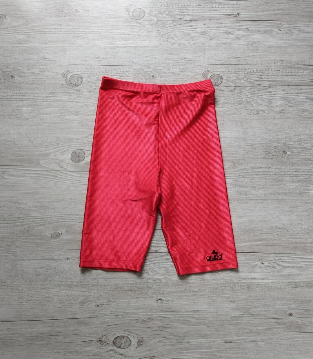 Vintage Red Cycling Shorts High Waisted Bike Workout Shorts Etsy