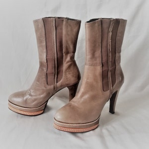 Notenbruine leren enkellaarsjes dames enkellaarsjes hoge hak puntige teen stiletto's laarzen Maat EU 37 / US 6 / UK 4 Echte leren enkellaarsjes