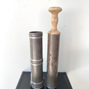 Antique Cookie Press: Tin Metal & Wood, Primitive Baking Gadget