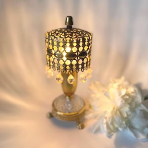 Vintage Brass Crystal Table Lamp 60s Mini Table Lamp Lion Claw Foot Lamp Gold Tone Metal Nightstand lighting luxury Home decor EUROPEAN PLUG
