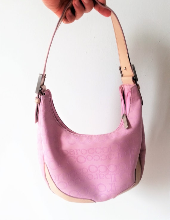 Vintage 90s Hobo Bag Rocco Barocco Pale Pink Logo 