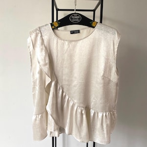 Blusa vintage con volantes: top bohemio extragrande sin mangas, talla grande