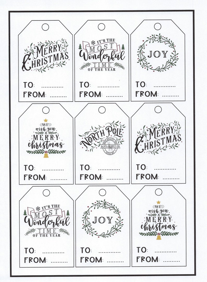 Farmhouse Christmas Printable Gift Tags INSTANT PDF DOWNLOAD | Etsy