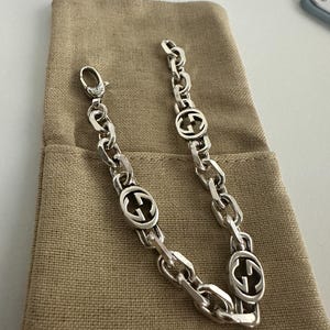 Bracelet Gucci vintage en argent sterling 925 entrelacé taille 20