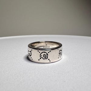 Gucci Vintage 925 Sterling Silver Ghost Ring size EUR18 US8 1/2