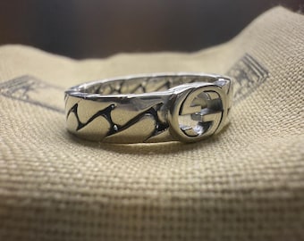 Gucci Vintage 925 Sterling Silver Ghost Ring Size US10 EUR22