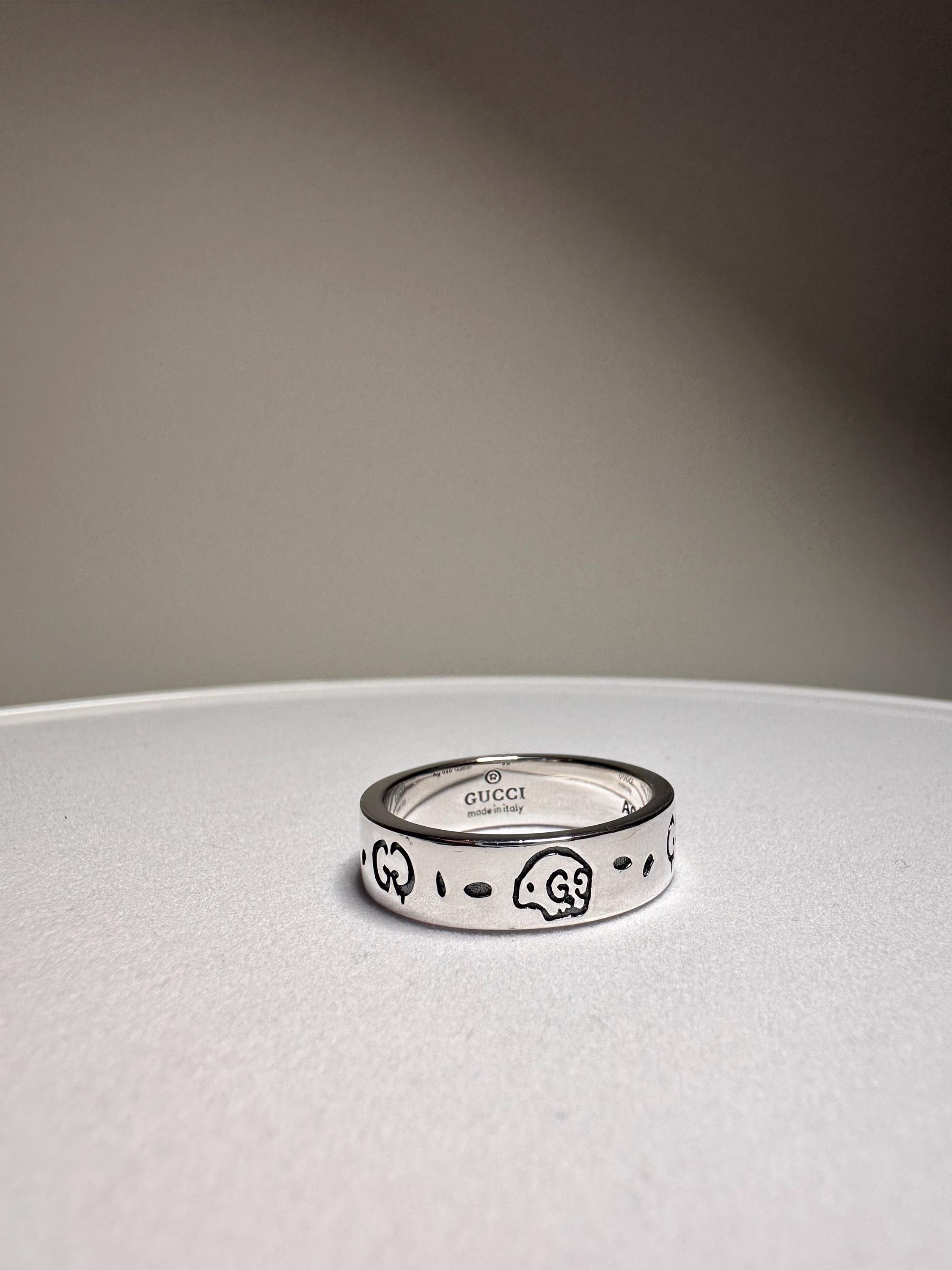 Gucci Vintage 925 Sterling Silver Ghost Ring Size US10 EUR22