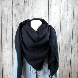 Muslin scarf, triangular scarf, summer scarf, muslin scarf, black image 6