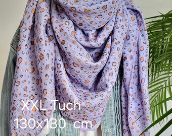 Muslin scarf, triangular scarf, XXL muslin scarf, muslin scarf in purple Leo look